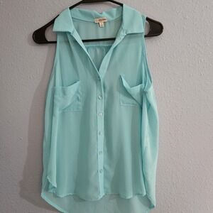 Lily White Sleeveless Blouse Women's Size S Made In‎ USA #6483